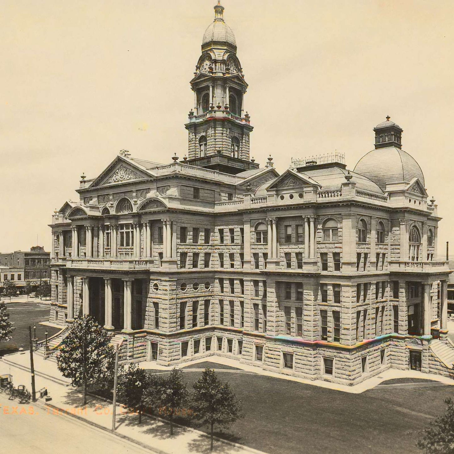 Tarrant County Court House Fort Worth 1907 Vintage Print (7 Sizes) - Retouched