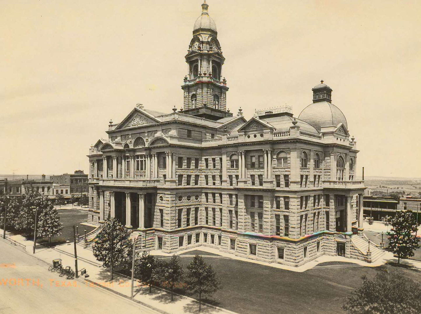Tarrant County Court House Fort Worth 1907 Vintage Print (7 Sizes) - Retouched