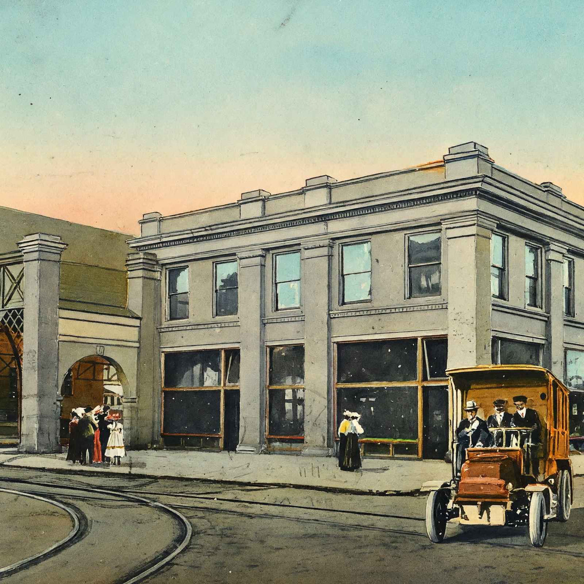 Terminal Station Muncie in 1908 Painting Print (7 Sizes) - Premium Print