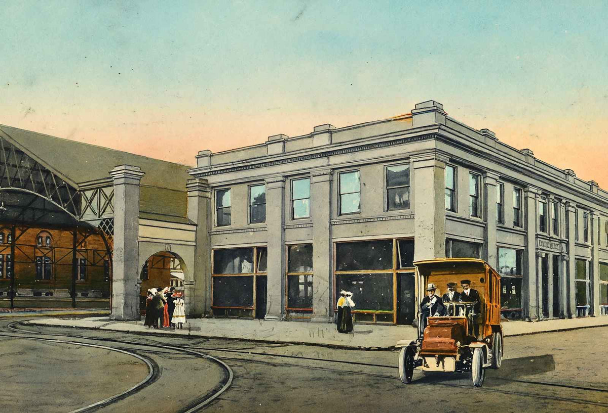 Terminal Station Muncie in 1908 Painting Print (7 Sizes) - Premium Print