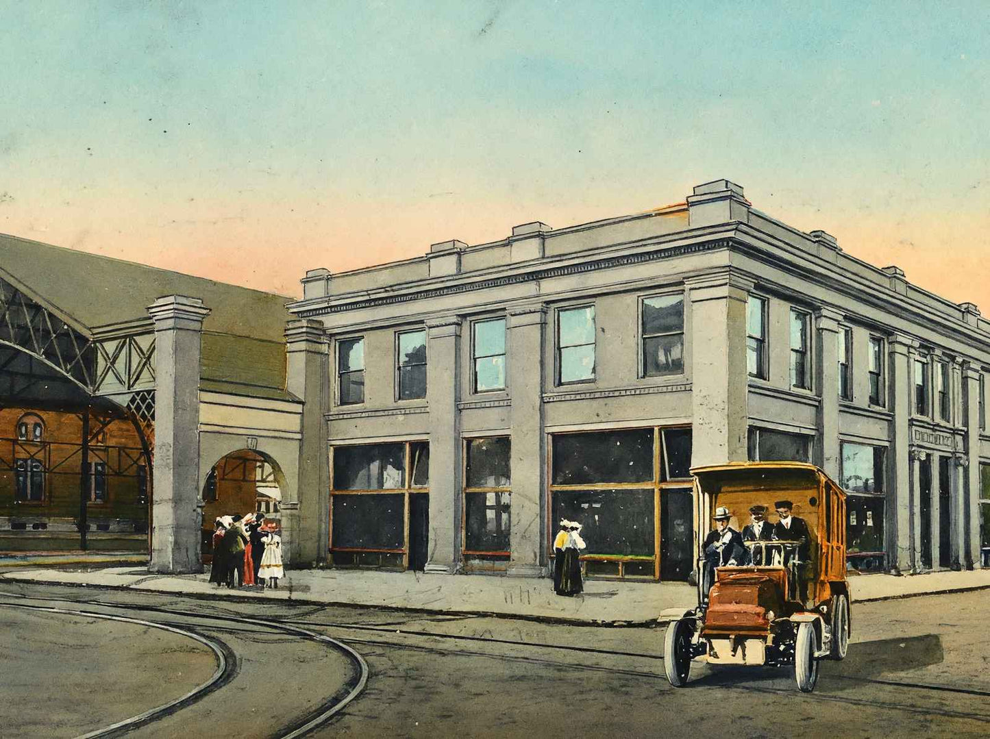 Terminal Station Muncie in 1908 Painting Print (7 Sizes) - Premium Print