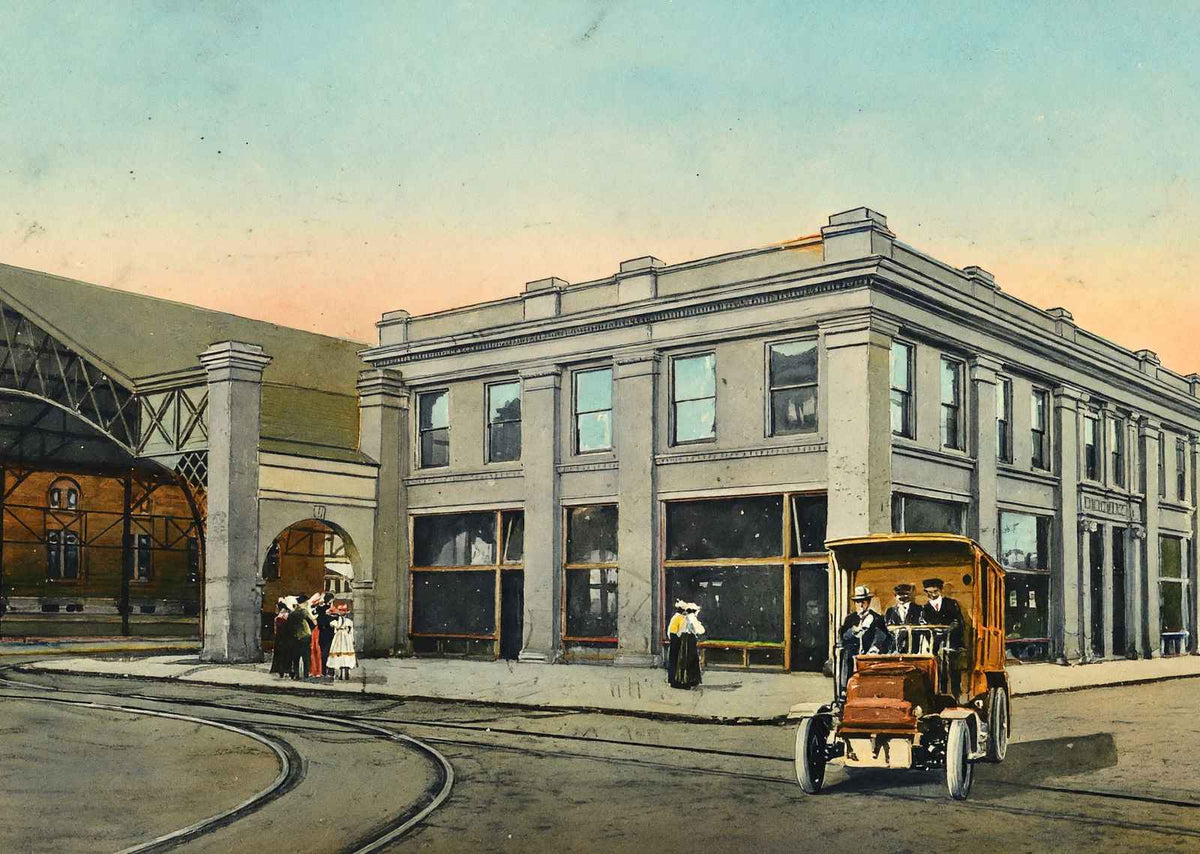Terminal Station Muncie in 1908 Painting Print (7 Sizes) - Premium Print