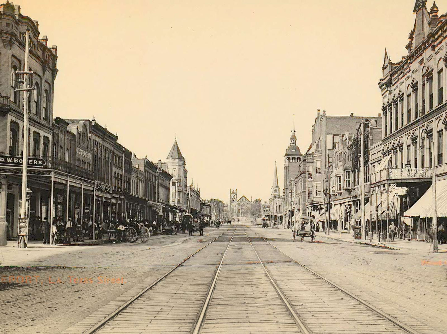 Texas Street Shreveport LA in 1906 Vintage Print (7 Sizes) - Enhanced