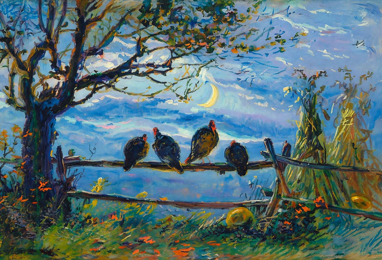 Thanksgiving Day in 1909 Art Print (7 Sizes) - Restored