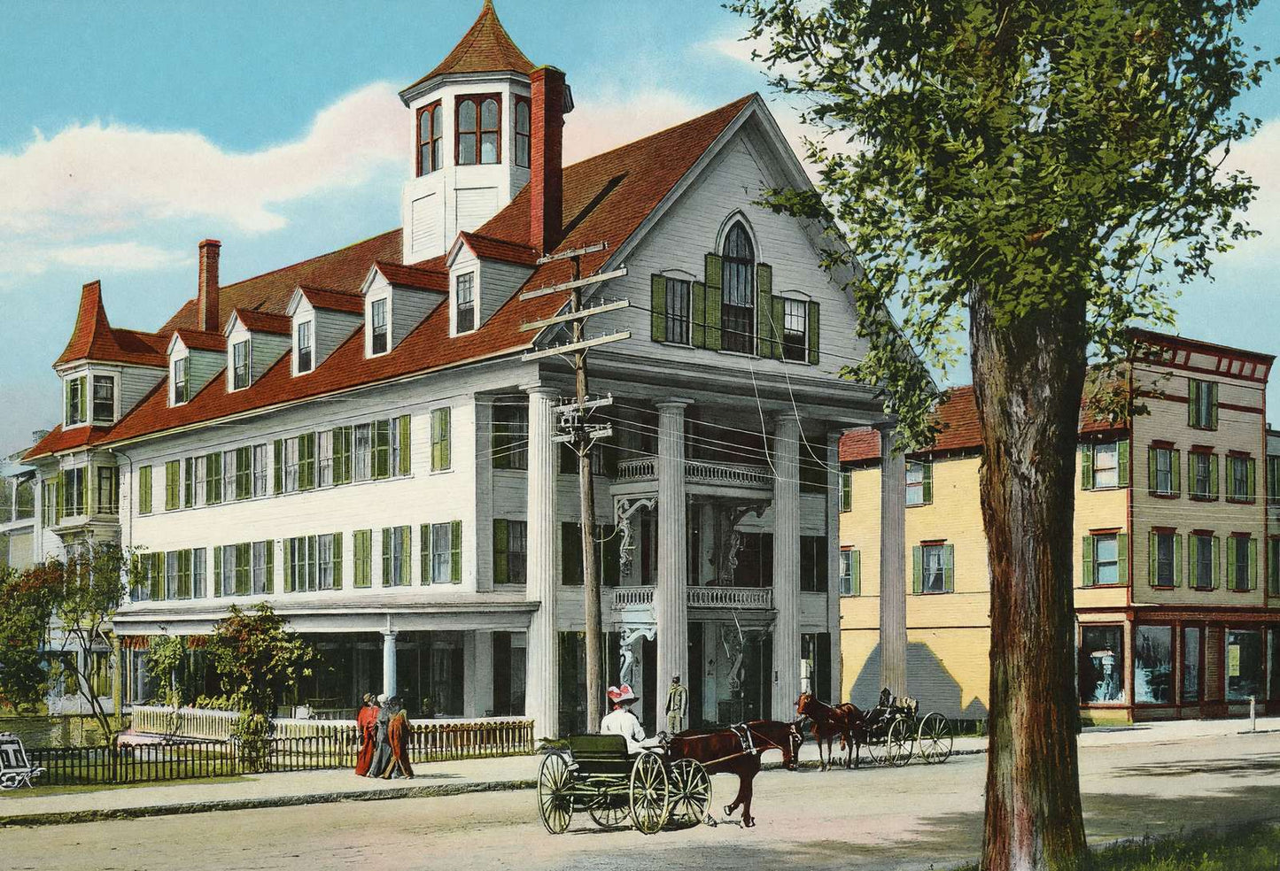 Thayer House Littleton NH in 1907 Vintage Print (7 Sizes) - Restored
