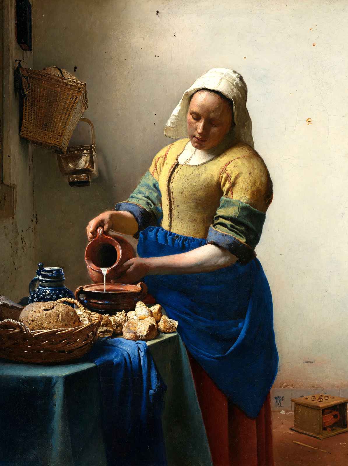 The Milkmaid 1660 Painting by Johannes Vermeer Art Print (6 Sizes) - Enhanced