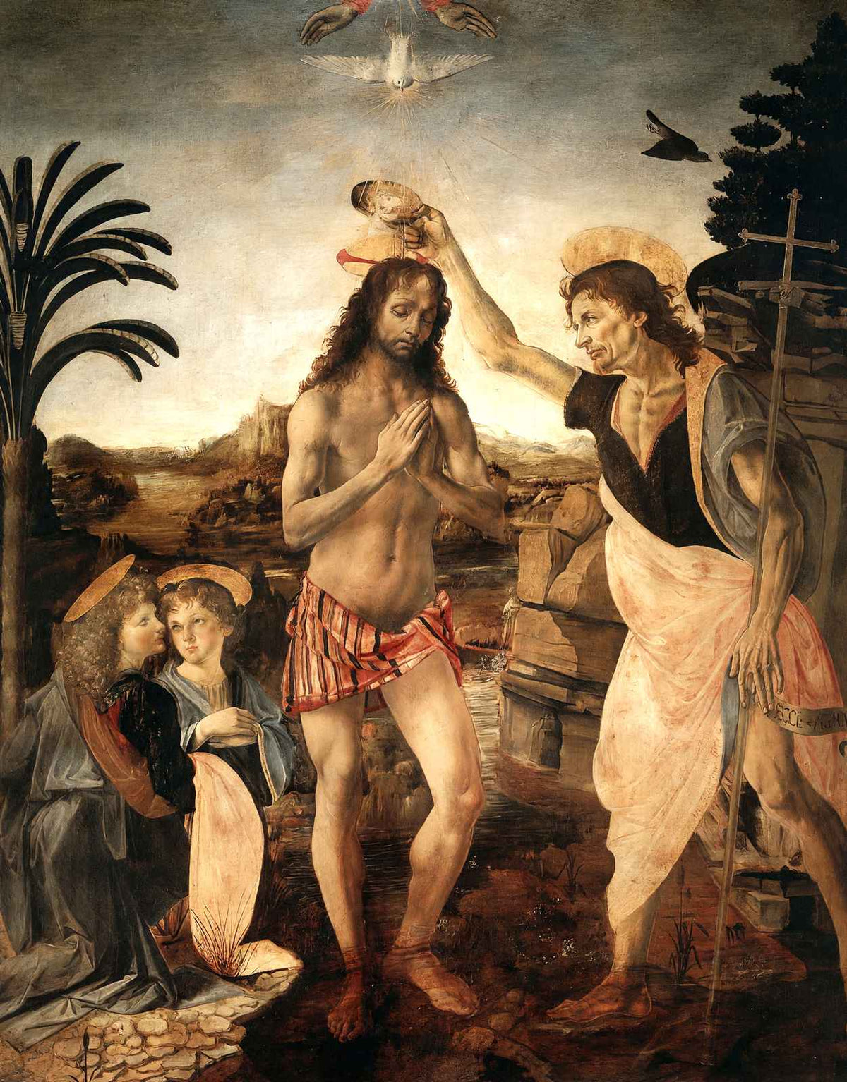 The Baptism of Christ Art Print 1475 Painting by Leonardo da Vinci (6 Sizes)