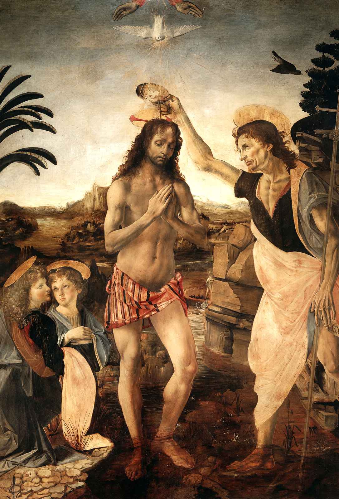 The Baptism of Christ Art Print 1475 Painting by Leonardo da Vinci (6 Sizes)