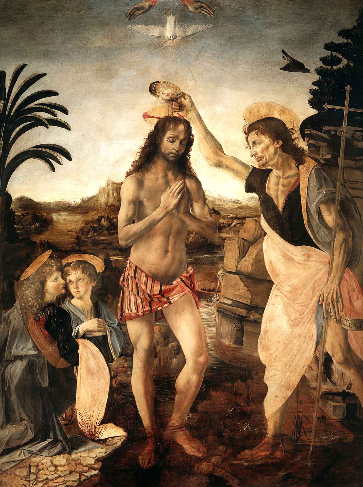 The Baptism of Christ Art Print 1475 Painting by Leonardo da Vinci (6 Sizes)