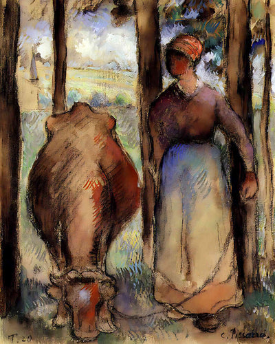 The Cowherd Painting by Camille Pissarro 8x10" Art Print (High Quality)