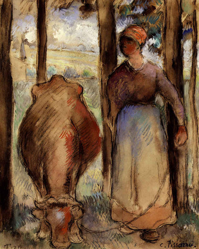 The Cowherd painting print by Camille Pissarro (1892)