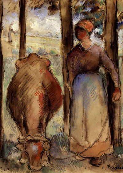 The Cowherd 1892 Painting by Camille Pissarro Art Print (6 Sizes) - High Quality