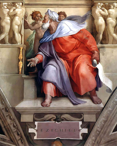 The Prophet Ezekiel Painting by Michelangelo 8x10" Art Print (Archival Paper)