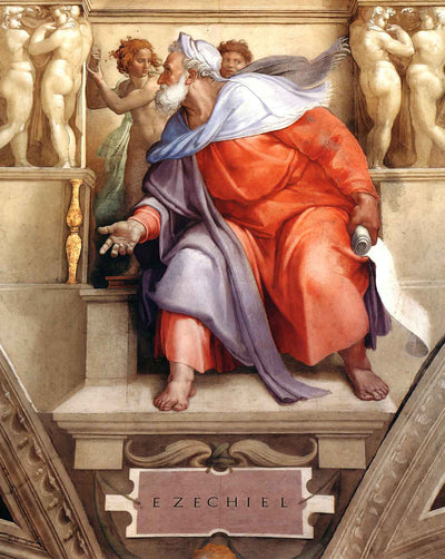 The Prophet Ezekiel painting print by Michelangelo (1510)