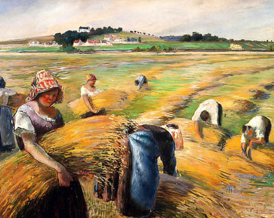 The Harvest painting by Camille Pissarro (1882)