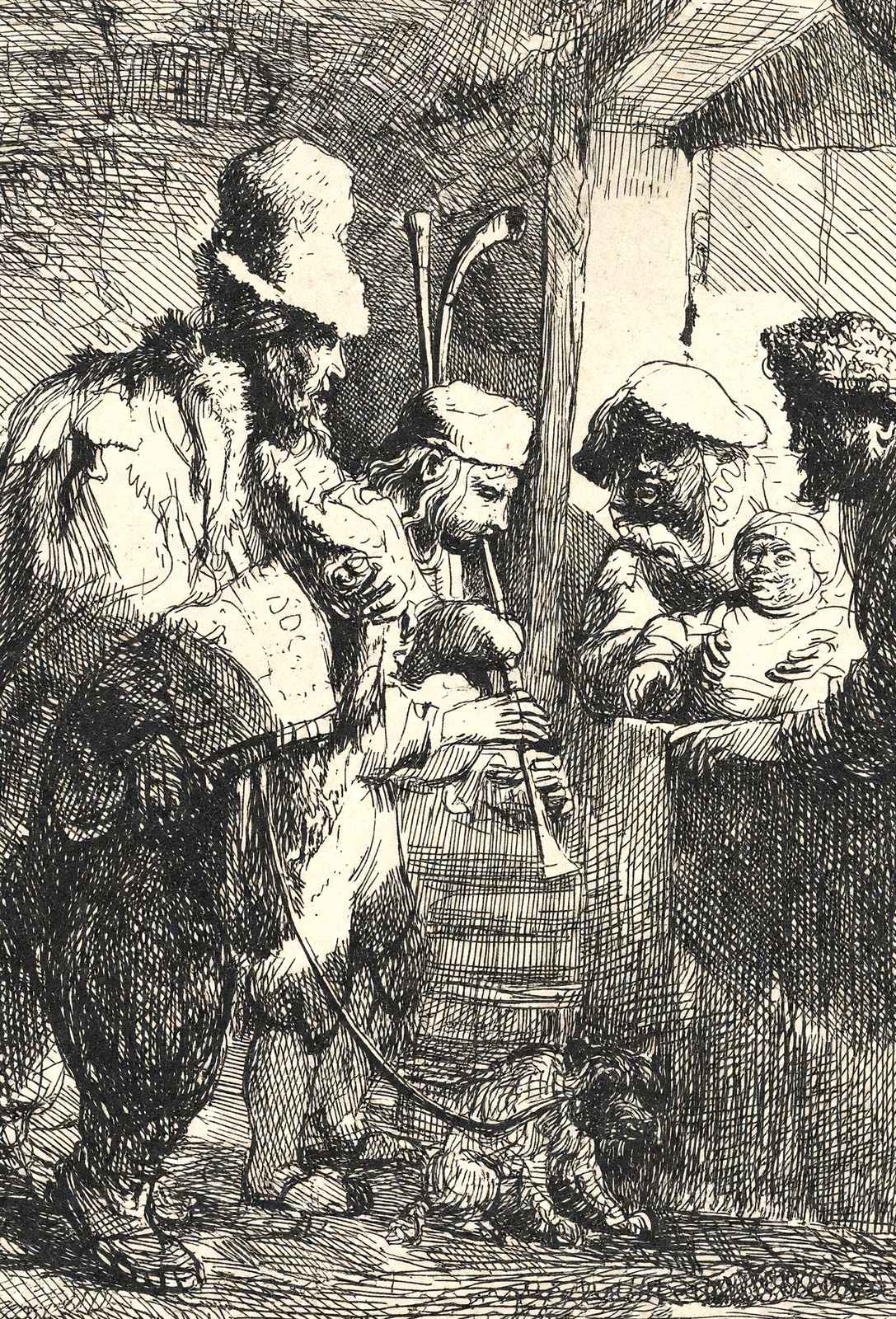 The Strolling Musicians Art Print 1635 Drawing by Rembrandt (6 Sizes)