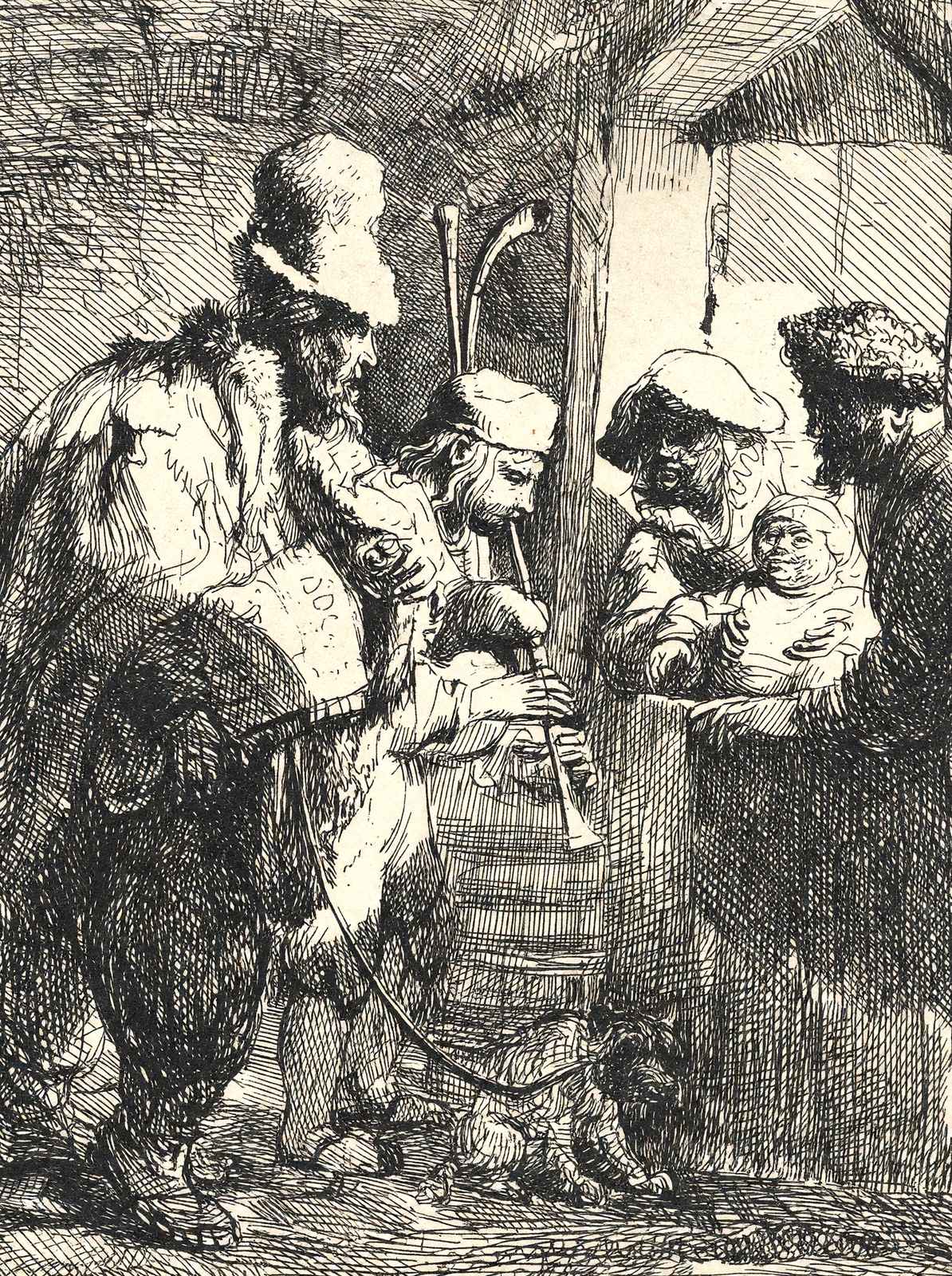 The Strolling Musicians Art Print 1635 Drawing by Rembrandt (6 Sizes)