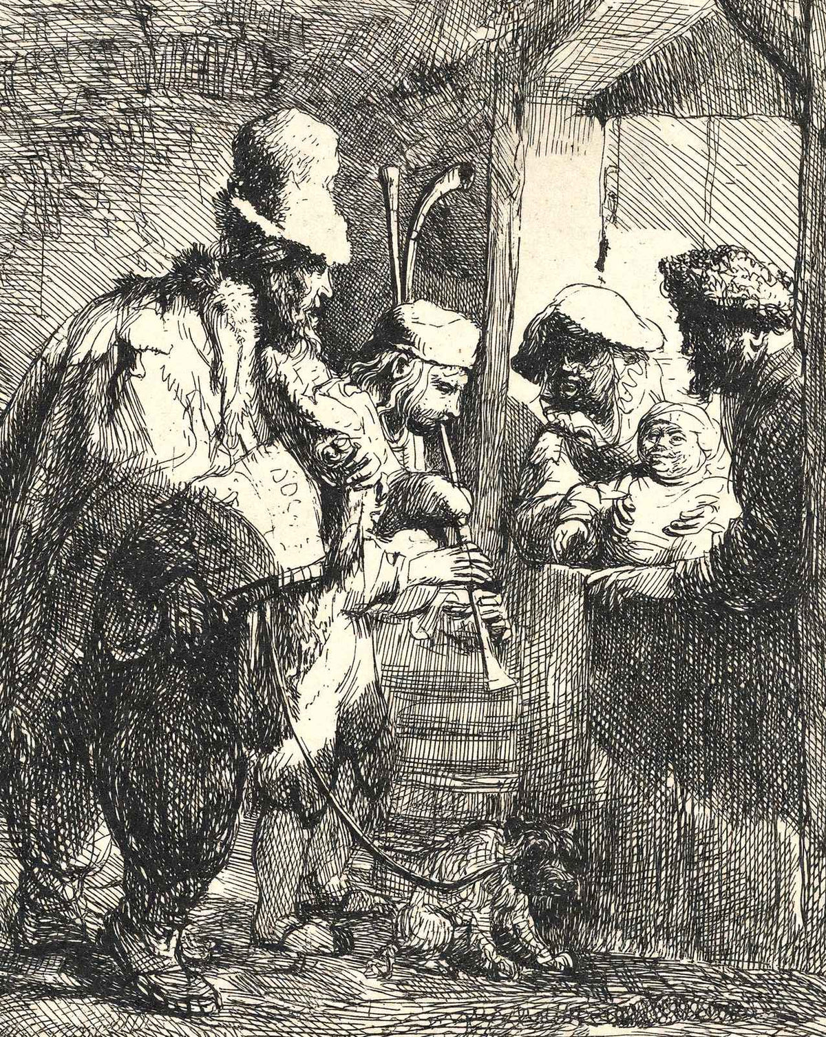 The Strolling Musicians art print by Rembrandt (1635)
