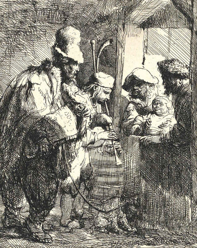 The Strolling Musicians art print by Rembrandt (1635)