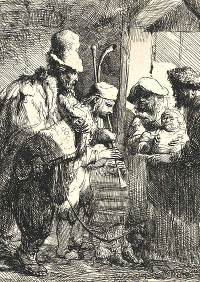 The Strolling Musicians Art Print 1635 Drawing by Rembrandt (6 Sizes)