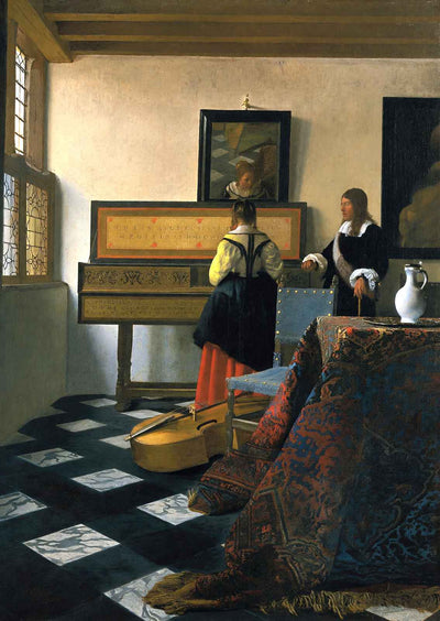 The Music Lesson Art Print 1665 Painting by Johannes Vermeer (6 Sizes)