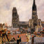 The Roofs of Old Rouen Grey Weather art print by Camille Pissarro (1896)