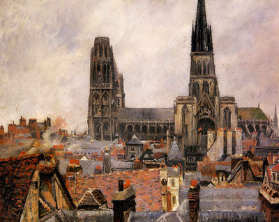 The Roofs of Old Rouen Grey Weather art print by Camille Pissarro (1896)