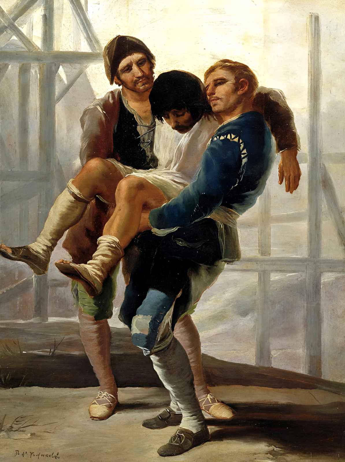 The Injured Mason 1787 Painting by Francisco Goya Art Print (6 Sizes) - Restored