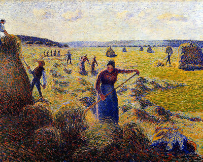 The Harvest of Hay in Eragny Painting by Camille Pissarro 8x10" Art Print