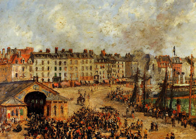 The Fishmarket, Dieppe Art Print 1902 Painting by Camille Pissarro (6 Sizes)