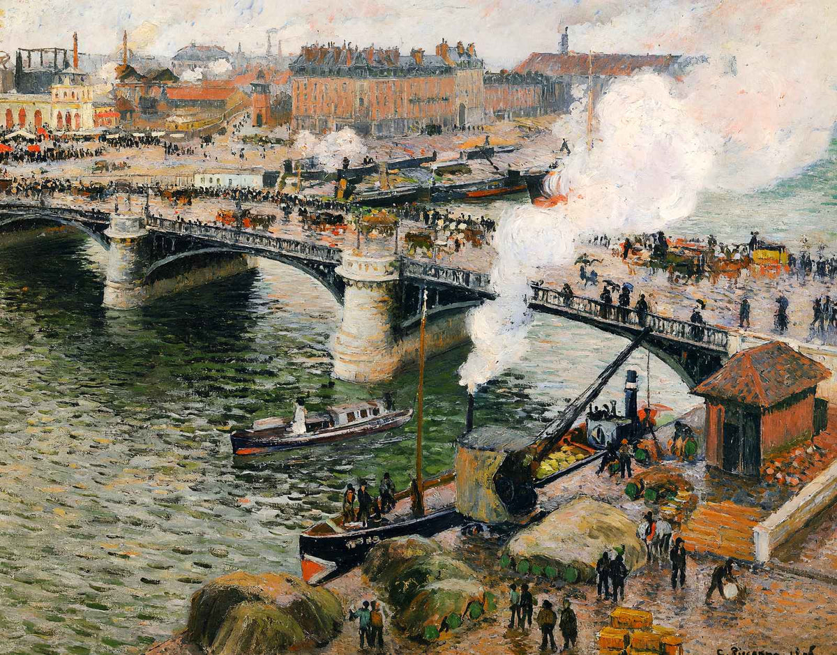 The Pont Boieldieu, Rouen, Damp Weather Art Print 1896 by Pissarro (6 Sizes)