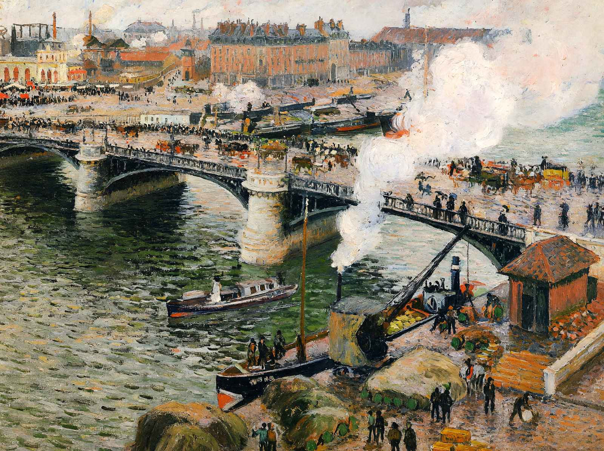 The Pont Boieldieu, Rouen, Damp Weather Art Print 1896 by Pissarro (6 Sizes)