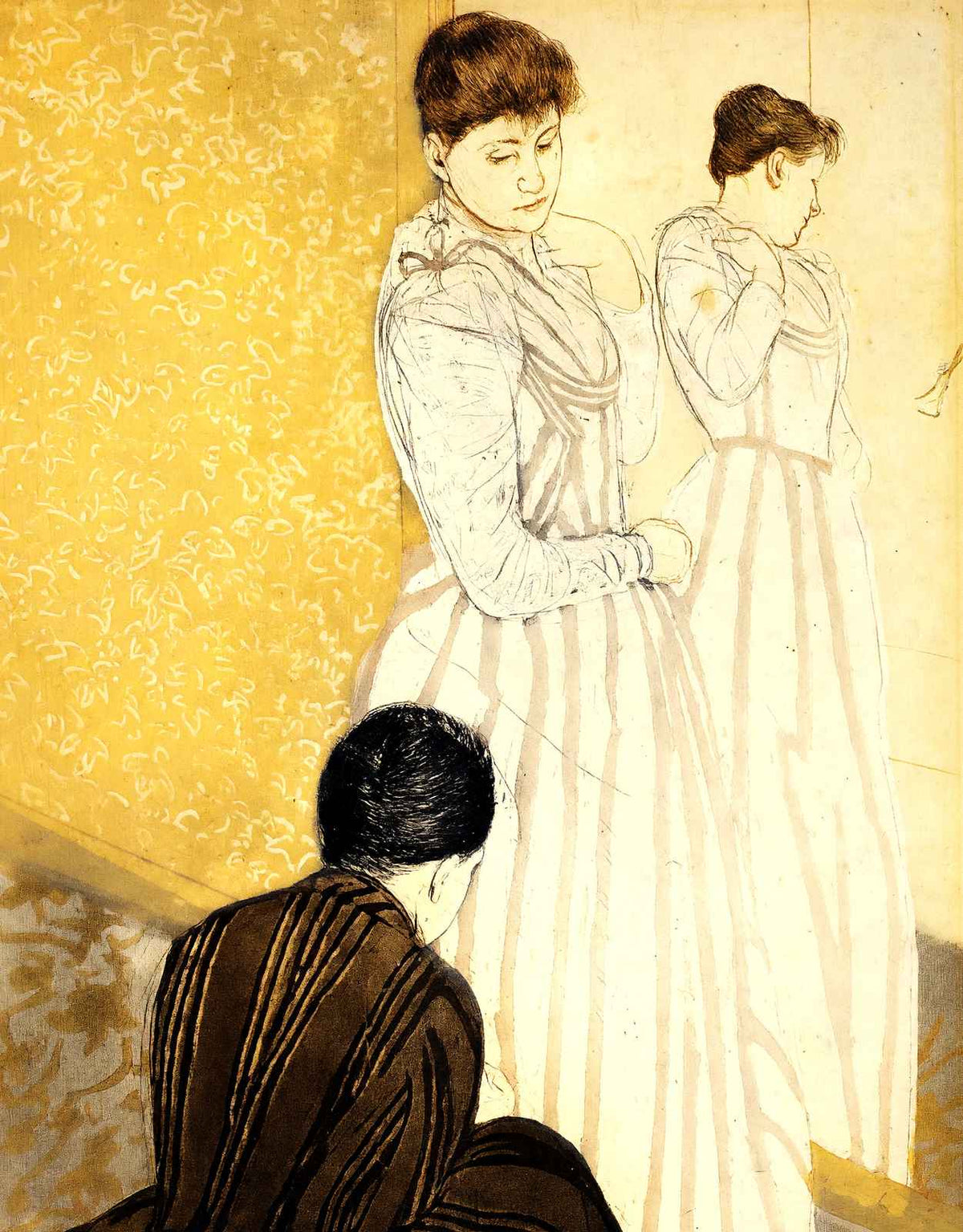 The Fitting Art Print 1891 Painting by Mary Cassatt (6 Sizes) - Premium Print