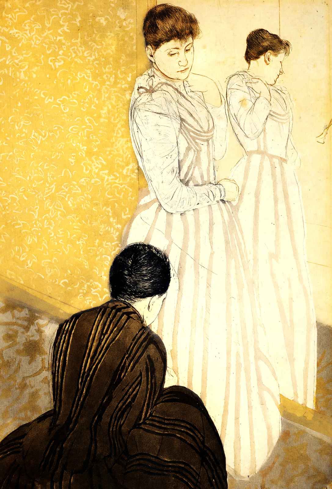 The Fitting Art Print 1891 Painting by Mary Cassatt (6 Sizes) - Premium Print