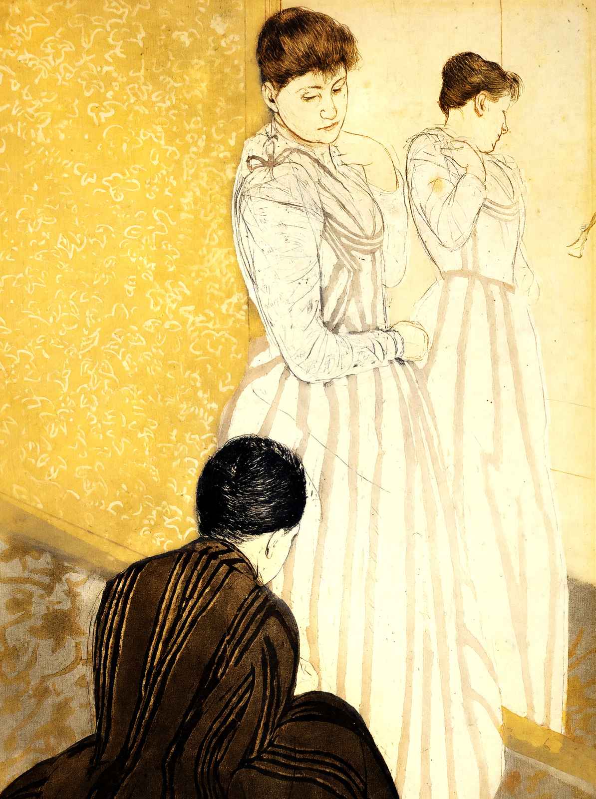 The Fitting Art Print 1891 Painting by Mary Cassatt (6 Sizes) - Premium Print