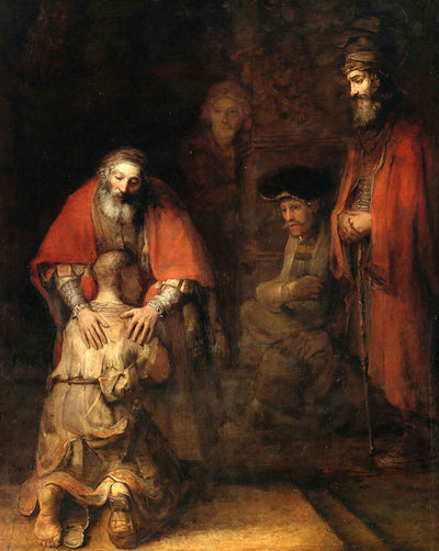The Return of the Prodigal Son painting by Rembrandt (1669)