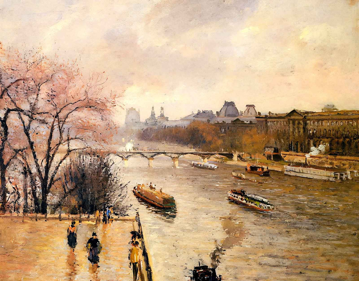The Louvre, Afternoon, Rainy Weather Art Print 1900 by Pissarro (6 Sizes)