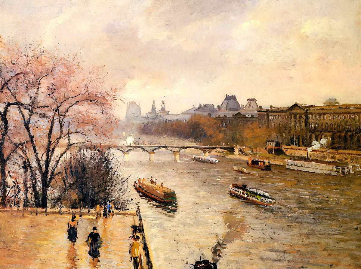 The Louvre, Afternoon, Rainy Weather Art Print 1900 by Pissarro (6 Sizes)