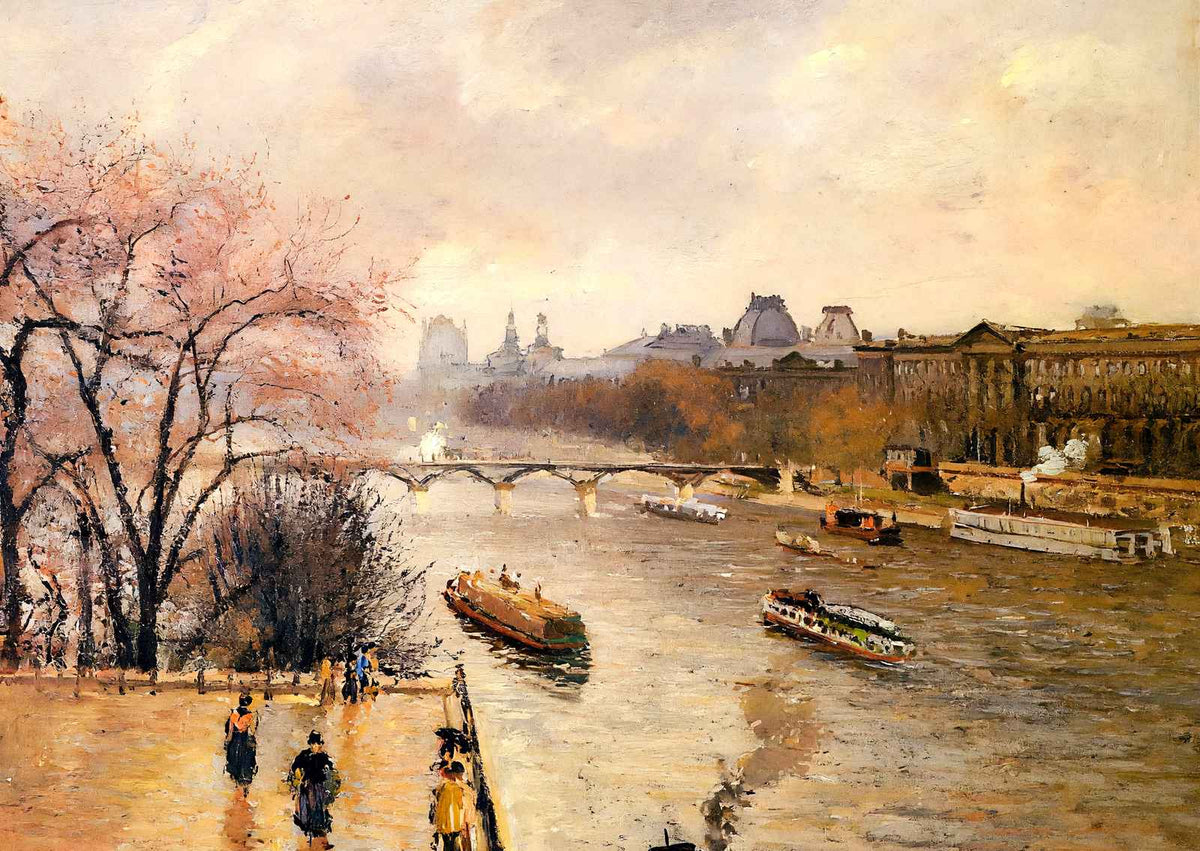 The Louvre, Afternoon, Rainy Weather Art Print 1900 by Pissarro (6 Sizes)