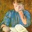 The Pensive Reader painting print by Mary Cassatt (1894)