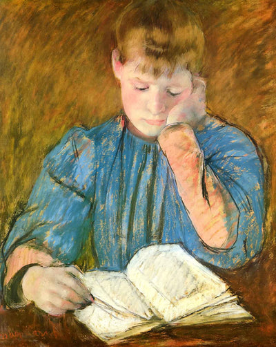 The Pensive Reader painting print by Mary Cassatt (1894)