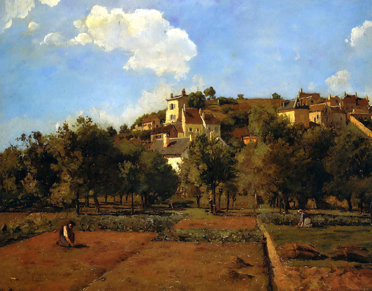 The Gardens of L'Hermitage, Pontoise 1867 by Pissarro Art Print (6 Sizes)