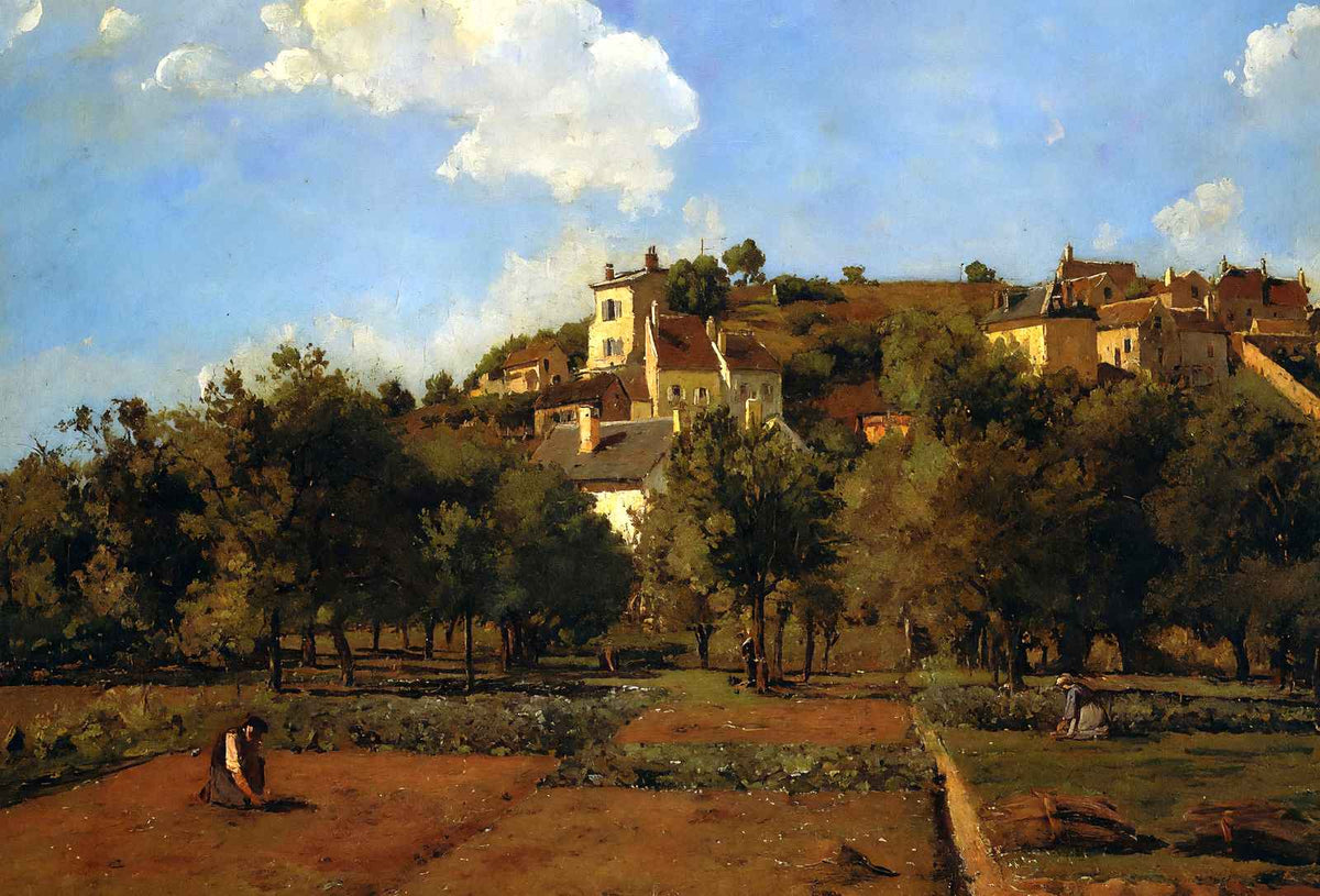 The Gardens of L'Hermitage, Pontoise 1867 by Pissarro Art Print (6 Sizes)