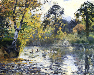 The Pond at Montfoucault painting print by Camille Pissarro (1874)
