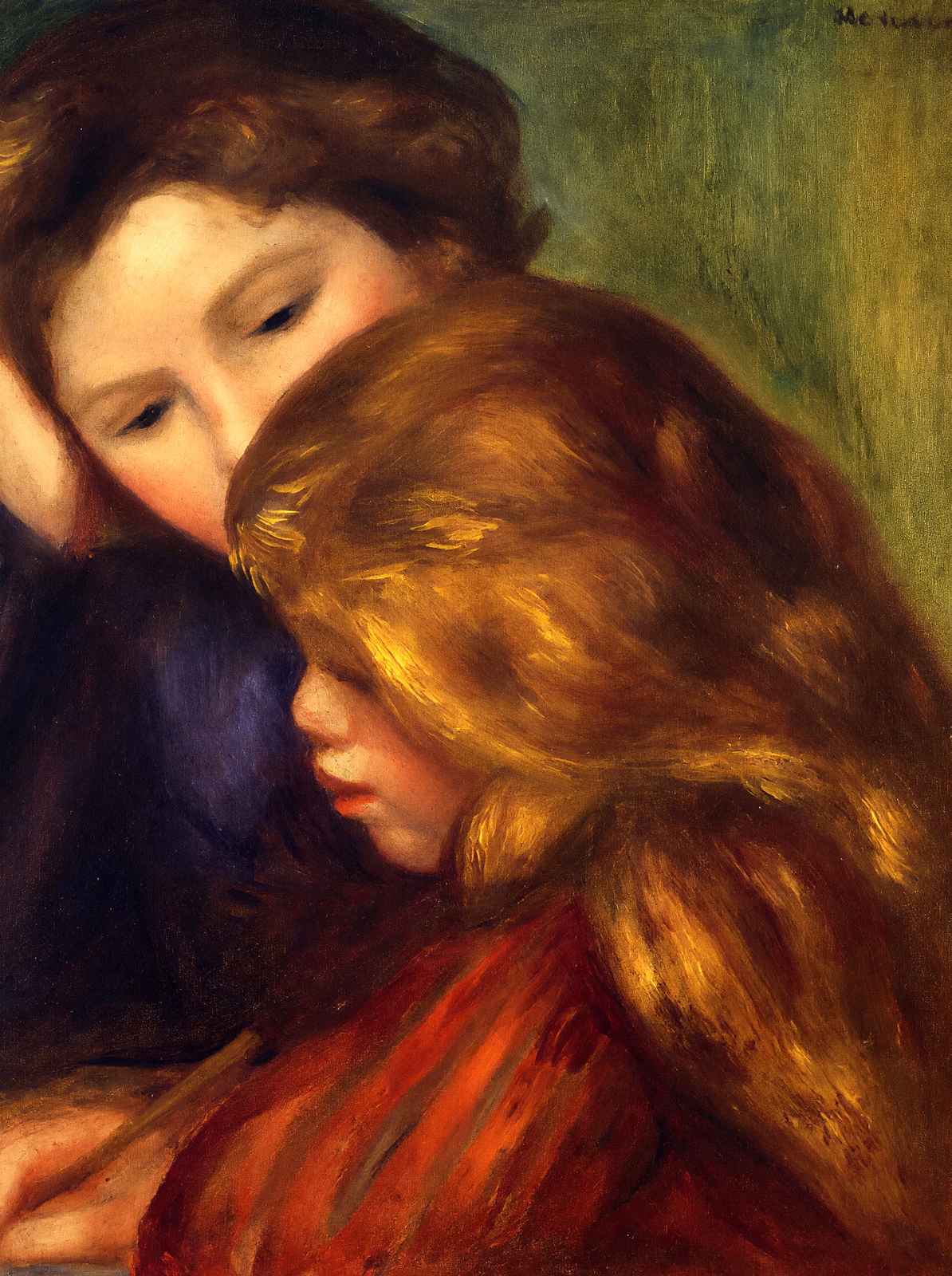 The Writing Lesson Art Print 1895 Painting by Pierre-Auguste Renoir (6 Sizes)