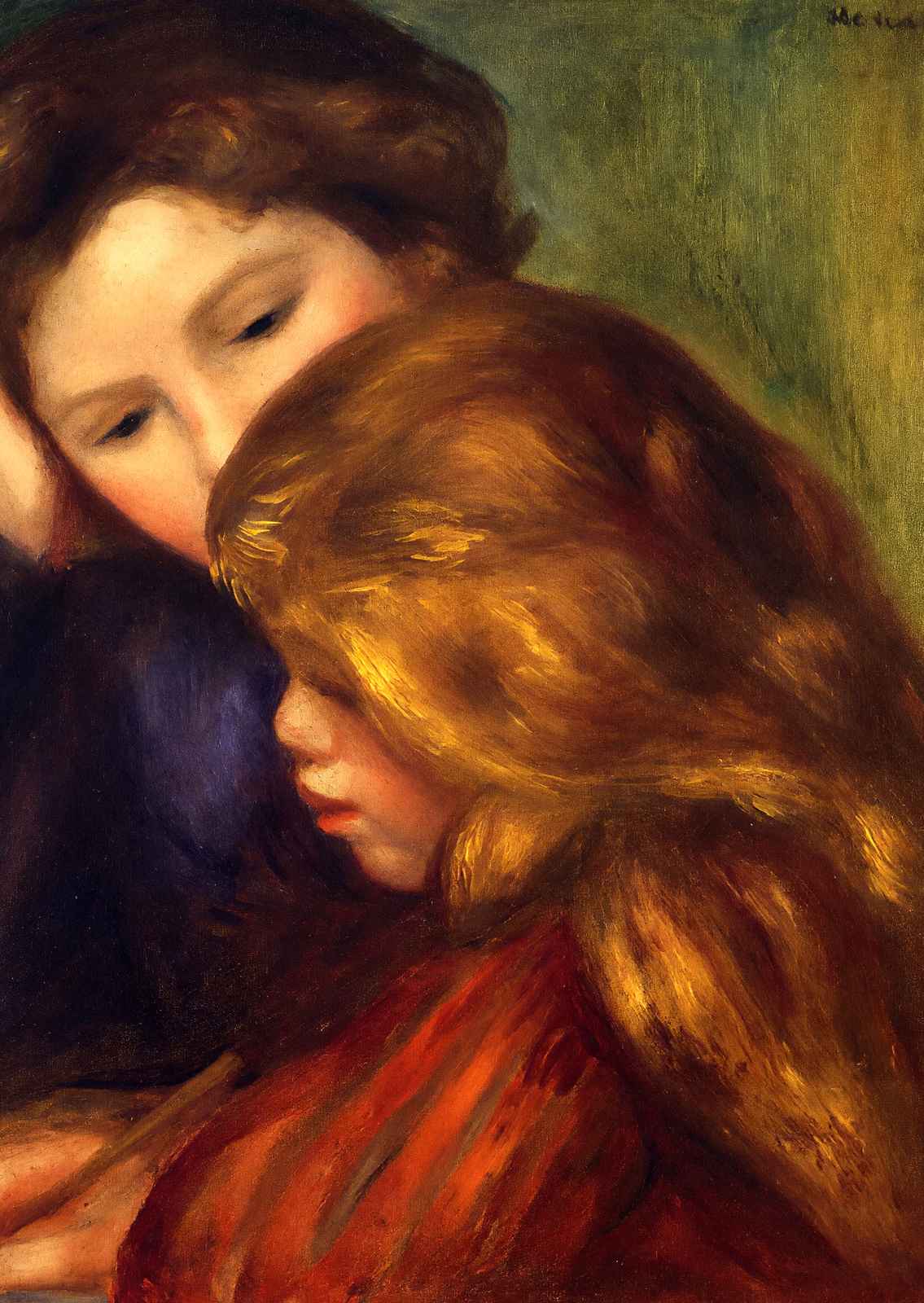 The Writing Lesson Art Print 1895 Painting by Pierre-Auguste Renoir (6 Sizes)