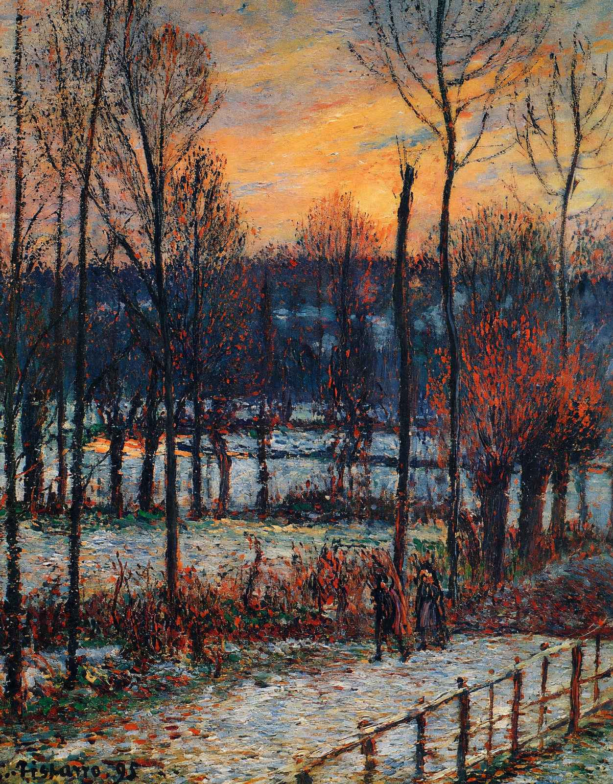 The Effect of Snow, Sunset, Eragny 1895 by Camille Pissarro Art Print (6 Sizes)
