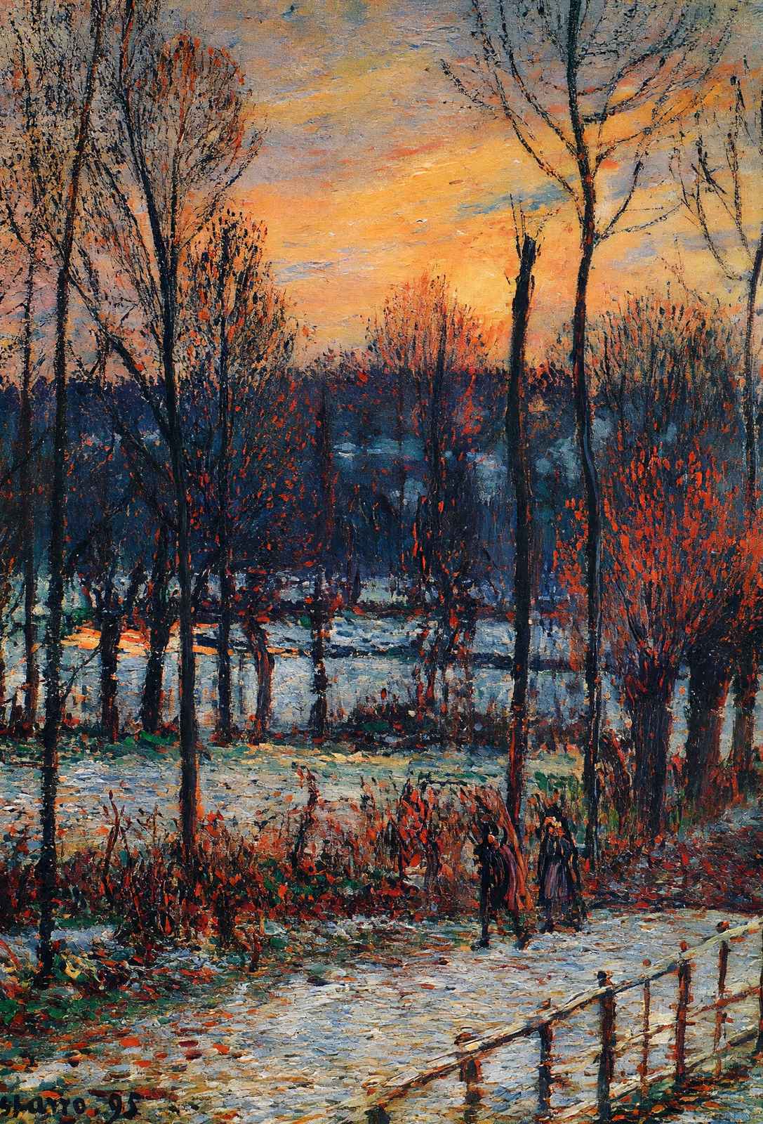 The Effect of Snow, Sunset, Eragny 1895 by Camille Pissarro Art Print (6 Sizes)
