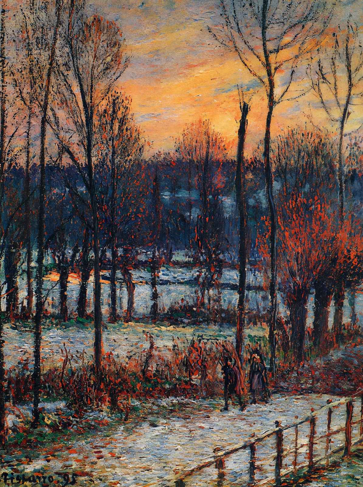 The Effect of Snow, Sunset, Eragny 1895 by Camille Pissarro Art Print (6 Sizes)