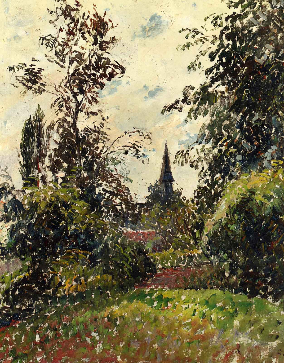 The Bazincourt Steeple (Study) 1895 by Camille Pissarro Art Print (6 Sizes)